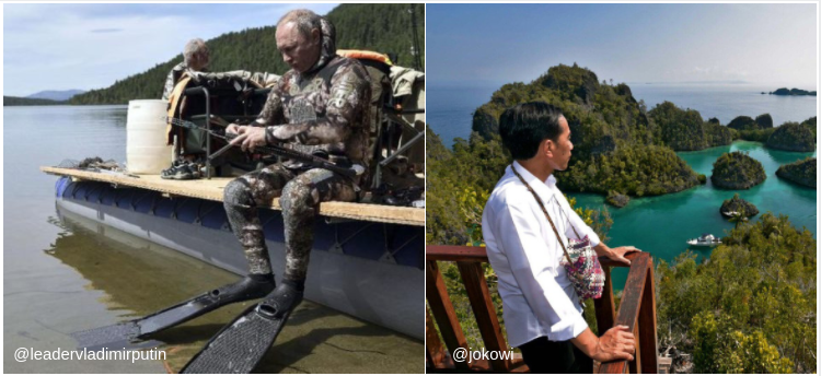 Gaya liburan Vladimir Putin vs Jokowi. 