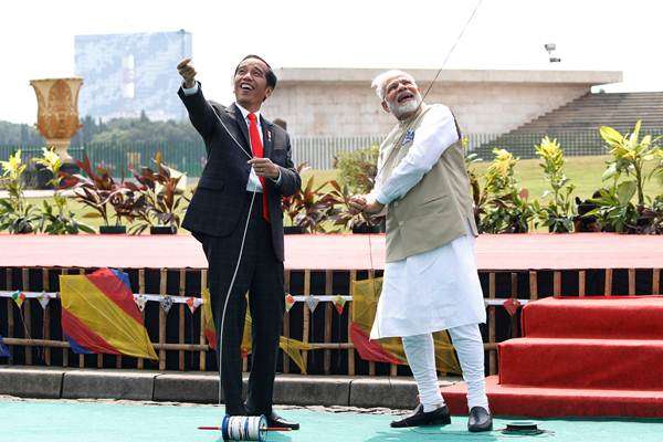 Jokowi main layang-layang bersama Perdana Menteri India